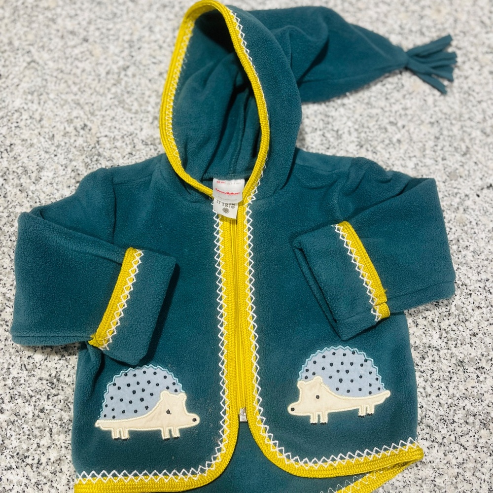 Hanna Anderson 3-6 Mo Green Hedgehog Jacket